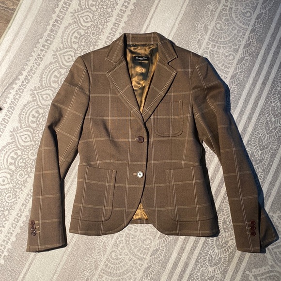 Massimo Dutti Wool Brown Plaid Blazer - Picture 1 of 16
